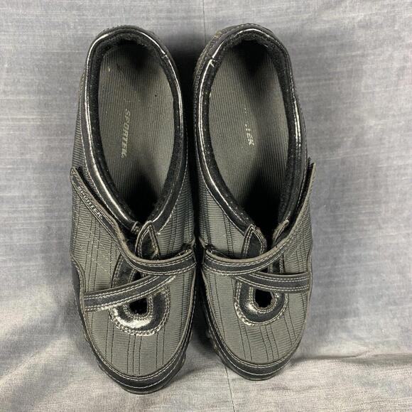 Sportek Womens Size 7 Athletic Slip On Hook & Loop Closure Shoe Gray Black READ - Picture 2 of 15